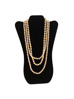 H&S Originals Vintage Simulated Pearl Necklace Gold Tone